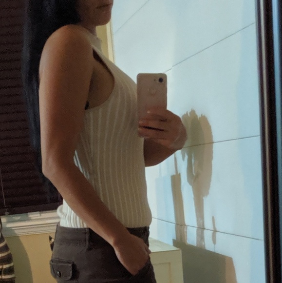 Bebe Striped Ribbed Sweater Turtle Neck - Picture 6 of 6